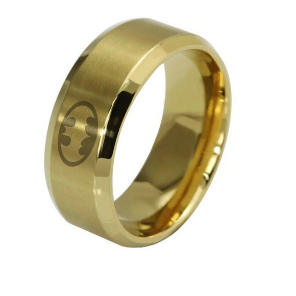 8MM Men's Stainless Steel Band Ring Batman Band - Picture 1 of 2